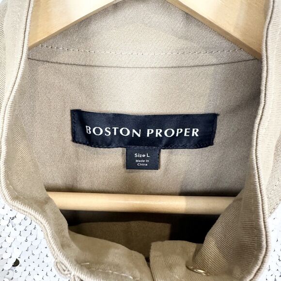 Boston Proper Jacket Women’s Large Beige Sequin Embellished Puff Sleeve Utility - Picture 6 of 16